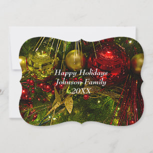 Ornements de Noël Rouge et Or Carte Plat Xmas