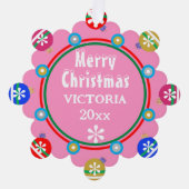 Ornements de Noël Rouge rose Nom de la fille (Recto)