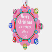 Ornements de Noël Rouge rose Nom de la fille (Gauche)