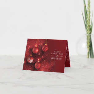 Ornements de Noël Rouges Carte Photo Pliée