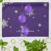 Ornements de Noël violet Serviette de cuisine (Plié)