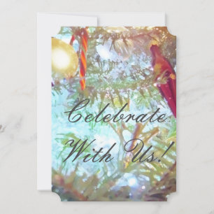 Ornements de vacances dans la lumière Invitation