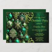 Ornements Décoratifs Verts Invitation à la Fête de (Devant / Derrière)