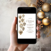 Ornements d'or élégant Noël Invitation de fête de