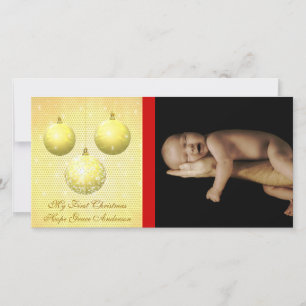 Ornements d'or Mon 1er Noël Carte photo bébé