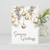 Ornements d'or White Holly carte de Noël d'affaire (Debout devant)