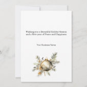 Ornements d'or White Holly carte de Noël d'affaire (Dos)