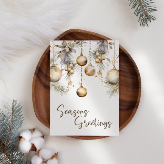 Ornements d'or White Holly carte de Noël d'affaire