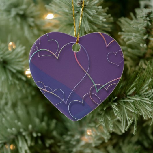 Ornements en céramique Motif de coeur violet (Arbre)