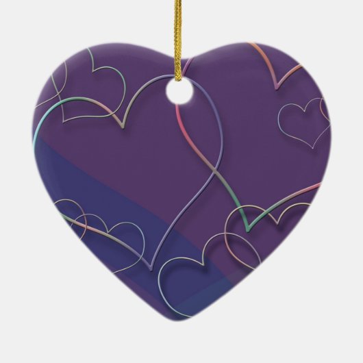 Ornements en céramique Motif de coeur violet (Dos)