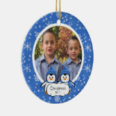 Ornements jumeaux de Noël de photo de pingouins (Droite)