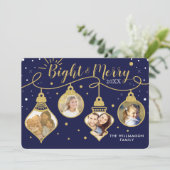 Ornements marine et or | Joyeux Carte photo de vac (Debout devant)