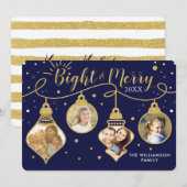 Ornements marine et or | Joyeux Carte photo de vac (Devant / Derrière)