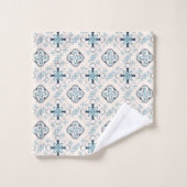 ornements marocains bleu crème ethnique design Est (Gant de toilette)