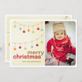 Ornements modernes Joyeux Carte photo de Noël (Devant / Derrière)