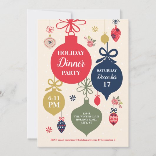 Ornements Noël Fête Invitation (Devant)