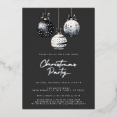 Ornements noirs Argent Noël Invitations (Recto)