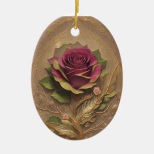 ornements ovales de fleurs roses