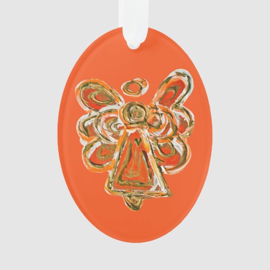 Ornements Pendentifs de Noël Orange Guardian Angel (devant)
