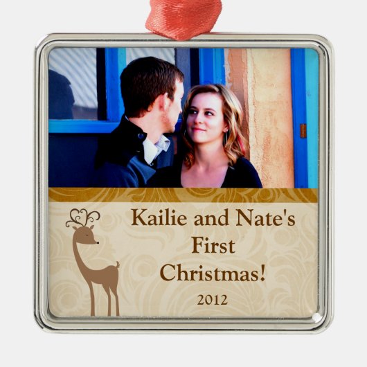 Ornements Personnalisés Élégants Reindeer Gol (Devant)