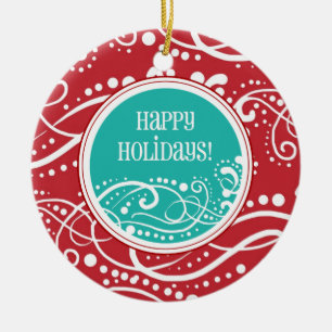 Ornements rouges et turquoises géniaux de Noël de