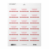 Ornements rouges - Étiquette d'adresse (Feuille entière)