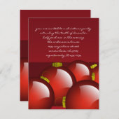 Ornements rouges Invitations Noël DInner Party (Devant / Derrière)