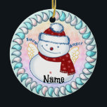 Ornements Snowman Angel<br><div class="desc">Ornements Snowman Angel,  t-shirt et cadeaux par ArtMuvz Illustration. Correspondant Chandail Funny Snowmen,  classeur,  mug,  ornement. Pour personnaliser,  ajoutez votre nom ou ajoutez du texte à la place. Customisez ce ornement de bonhomme de neige pour le rendre unique à vous ou pour donner en cadeau personnalisé</div>