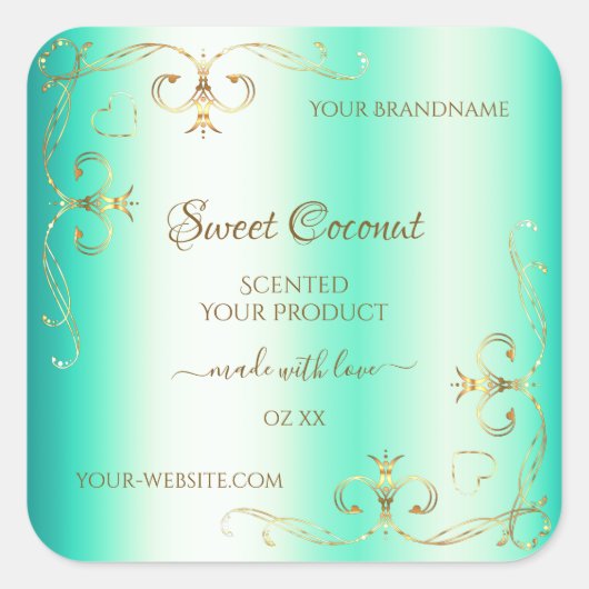 Ornements Turquoises en or brillant Étiquettes de  (Devant)