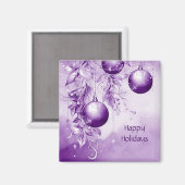 Ornements violets Magnet de Noël (Recto/Verso)