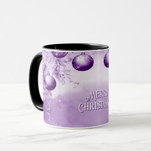 Ornements violets Mug de Noël (Devant gauche)