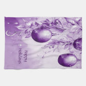 Ornements violets Noël Vacances Serviette de cuisi (Horizontal)