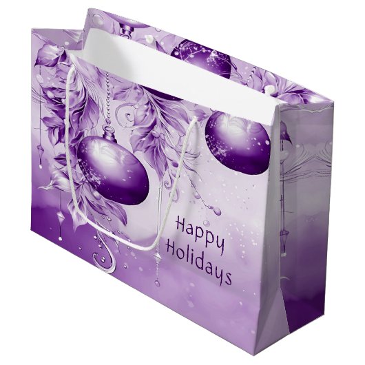 Ornements violets Sac cadeau de Noël (Devant Angle)