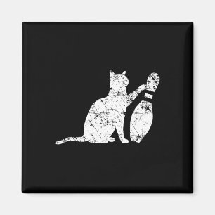 Ornery Alley Cat Tipping Bowling Pin Funny Team Gi Magneet