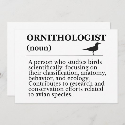 Ornithologist Definition - Vogelkunde (Birdwatchin Kaart (Voorkant / Achterkant)