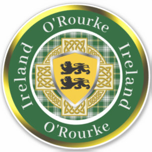 O'Rourke Ierse Schild/Celtisch Kruis Persoonlijk Sticker