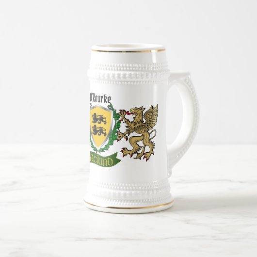 O'Rourke/Rourke Irish Shield Beer Stein Bierpul (Voorkant rechts)