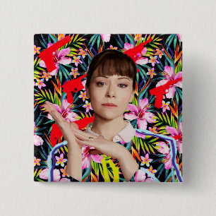 Orphan Black Alison - Floral Pattern Vierkante Button 5,1 Cm