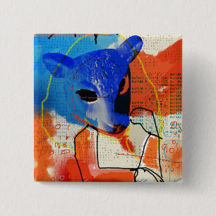 Orphan Black   MK - Sheep Mask Silhouette Vierkante Button 5,1 Cm