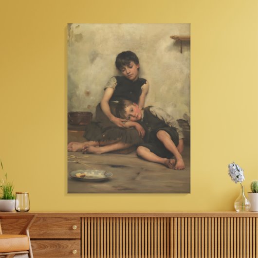 "Orphans" by Thomas Kennington (1885) - London, UK Canvas Afdruk (Insitu (Woonkamer))