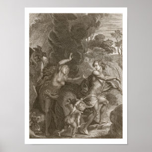 Orpheus, die Eurydice uit de hel leidt, kijkt teru Poster