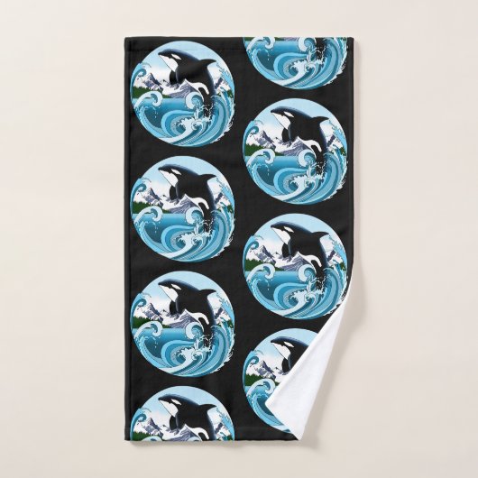 Orque Majestueux Baleine Tueuse Vagues Bleues Océa (Serviette à main)