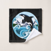 Orque Majestueux Baleine Tueuse Vagues Bleues Océa (Gant de toilette)