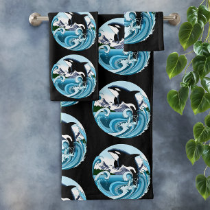 Orque Majestueux Baleine Tueuse Vagues Bleues Océa