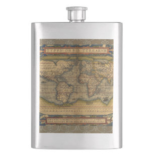 Ortelius 1570 Wereldkaart: Antieke Cartografie Flacon