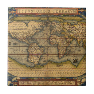 Ortelius 1570 Wereldkaart: Antieke Cartografie Tegeltje