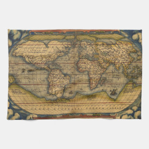 Ortelius 1570 Wereldkaart: Antieke Cartografie Theedoek