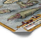 Ortelius Islandia Map met Zee Monsters Print (Hoek)