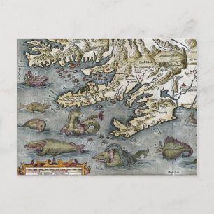 Ortelius Map Zee Monsters Briefkaarten