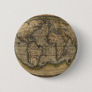 Ortelius Wereldkaart Ronde Button 5,7 Cm